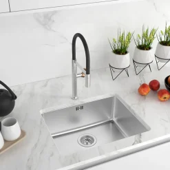 Essebagno Évier sous-plan en inox finition gris 1 bac à encastrer Inoxa 54