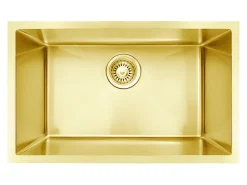 Evier Et Robinet De Buanderie|Essebagno Évier sous-plan en inox finition or 1 bac à encastrer 76