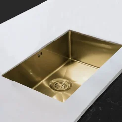 Evier Et Robinet De Buanderie|Essebagno Évier sous-plan en inox finition or 1 bac à encastrer 76
