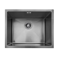 Evier Et Robinet De Buanderie|Essebagno Évier sous-plan en inox finition gun métal 1 bac à encastrer Luisa 55