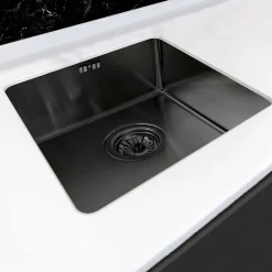 Evier Et Robinet De Buanderie|Essebagno Évier sous-plan en inox finition gun métal 1 bac à encastrer Luisa 55