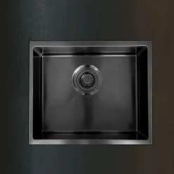 Evier Et Robinet De Buanderie|Essebagno Évier sous-plan en inox finition gun métal 1 bac à encastrer Luisa 55