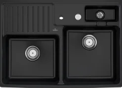 Villeroy & Boch Évier timbre d'office de cuisine à poser 2 bacs Tradition céramique noir mat