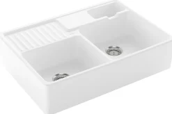 Evier Et Robinet De Buanderie|Villeroy & Boch Évier timbre d'office de cuisine à poser 2 bacs Tradition céramique blanc brillant