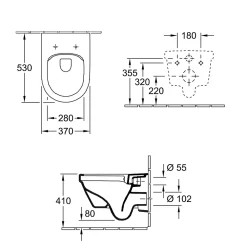 Villeroy & Boch Architectura, Combipack Cuvette suspendue à fond creux sans bride, avec abattant frein de chute
