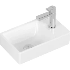 Villeroy & Boch Avento, pack lave-mains avec robinetterie, bonde clic-clac, siphon chromé et kit de fixation