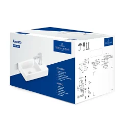 Villeroy & Boch Avento, pack lave-mains avec robinetterie, bonde clic-clac, siphon chromé et kit de fixation