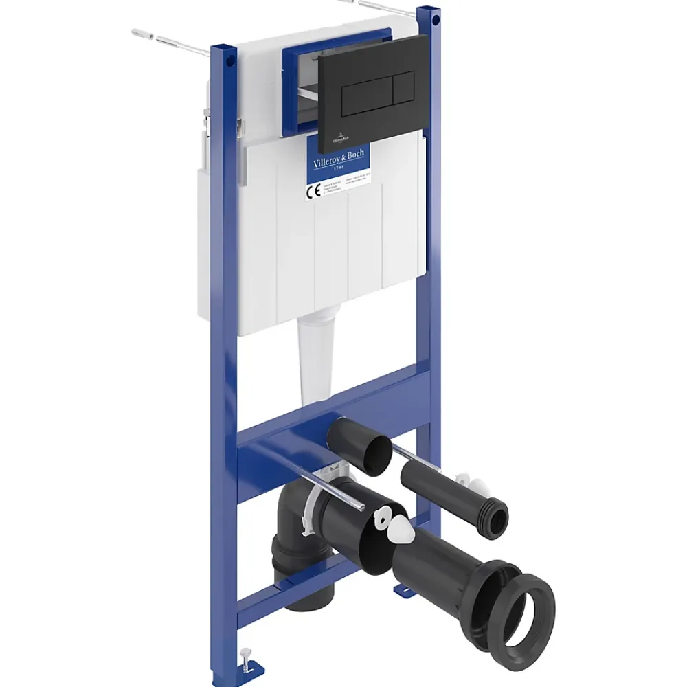 Villeroy & Boch Bâti-support sol-mur avec plaque de déclenchement 3/6 L Noire