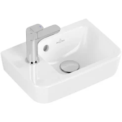Villeroy & Boch O.novo, pack lave-mains avec robinetterie, bonde clic-clac, siphon chromé et kit de fixation
