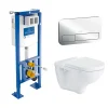 Villeroy & Boch Pack Bâti-support autoportant ViConnect + Plaque de commande chromée + Cuvette suspendue O.Novo