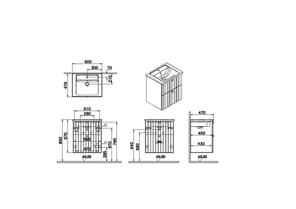 Lave-Mains|Vitra Meuble de salle de bain avec lavabo Root 60x67x46 cm bleu mat (ROOTG60BINTS)