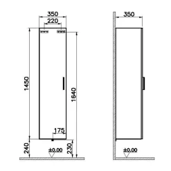 Vitra Mia armoire 145x35x35 cm pour salle de bain, porte softclose, Cordoba (MIAV35C)
