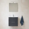 Ensemble Meuble De Salle De Bains|Vitra Mia ensemble meuble préassemblé 59x61x39,5 cm avec lavabo, miroir et éclairage LED, Anthracite brillant (MIASET60A)