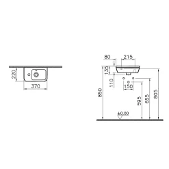 Lavabo|Vitra Set Lave-mains 37x22 cm, trou pour robinet à gauche + siphon (7090-003-0028-SET)