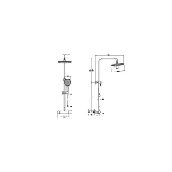 Vitra AquaHeat Bliss 240 2F colonne de douche cuivre avec mitigeur thermostatique et pomme de tête pluie ronde