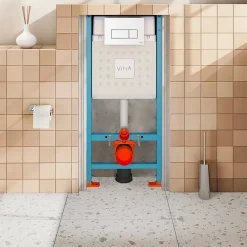 Wc Suspendu|Vitra Pack WC S50 suspendu cuvette carénée et bati support mur porteur avec plaque Blanche