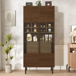 ProximaX Vitrine multibranches avec façade en verre, étagères à plusieurs niveaux et tiroir dissimulé, pour salle de bain, salon ou bureau