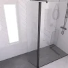 Aurlane Volet pivotant pour paroi de douche fixe - 40x200cm - Verre transparent 6mm - Profile Noir Mat
