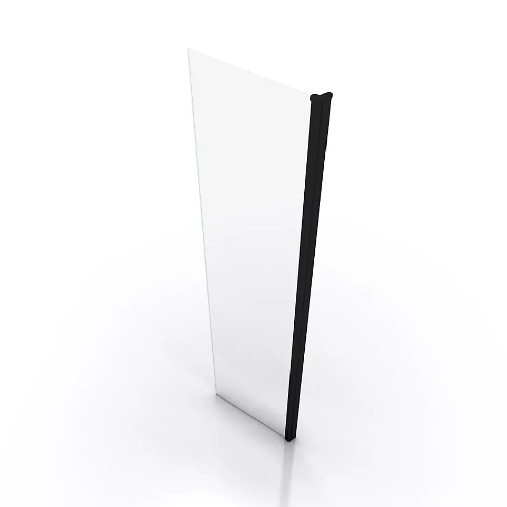 Aurlane Volet pivotant pour paroi de douche fixe - 40x200cm - Verre transparent 6mm - Profile Noir Mat