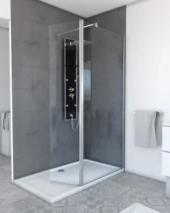 Paroi De Douche|Aurlane Volet pivotant pour paroi de douche fixe - 40x200cm - Verre transparent 6mm - Profile Chromé
