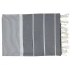 Serviette De Bain|Vivezen Véritable fouta Tunisienne XXL 2m x 3m tissage à plat 100% coton 380g - Gris foncé et gris clair -