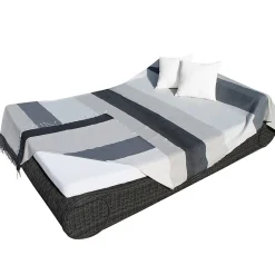 Serviette De Bain|Vivezen Véritable fouta Tunisienne XXL 2m x 3m tissage à plat 100% coton 380g - Gris et beige -