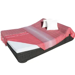 Vivezen Véritable fouta Tunisienne XXL 2m x 3m tissage à plat 100% coton 380g - Rouge vermeil et blanc -