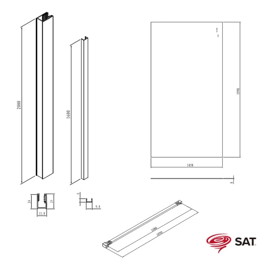 Paroi De Douche|Swiss Aqua Technologies Walk-in 110x200cm Paroi en verre Crystal Glass 8 mm anticalcaire, avec bras et profilés Laiton (SATBWI110PRMO)