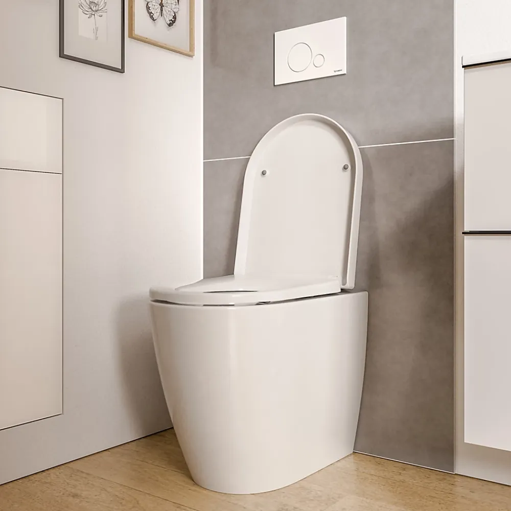 Bernstein WC à poser Blanc brillant 36x54x42cm (LxPxH) sans rebord, abattant fermeture progressive + soft-close - VIREO