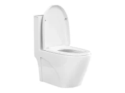 Vente-unique WC à poser blanc brillant en céramique - Evacuation horizontale - NAGILAM