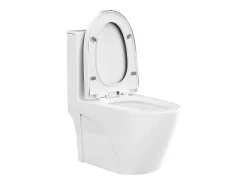 Vente-unique WC à poser blanc brillant en céramique - Evacuation horizontale - NAGILAM