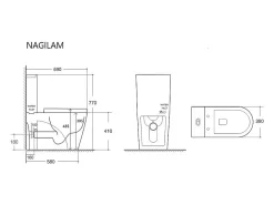 Vente-unique WC à poser blanc brillant en céramique - Evacuation horizontale - NAGILAM