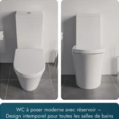 Wc À Poser|Bernstein WC à poser CT1099 - arrivée d'eau en haut - avec abattant Soft-Close