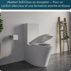Wc À Poser|Bernstein WC à poser CT1099 - arrivée d'eau en haut - avec abattant Soft-Close