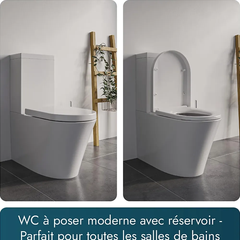 Wc À Poser|Bernstein WC à poser CT1099 - arrivée d'eau en haut - avec abattant Soft-Close