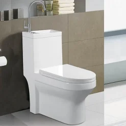 Rue Du Bain WC à Poser Monobloc avec Lave main intégré Céramique 39x68cm - Creativ