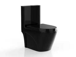Wc À Poser|Vente-unique WC à poser noir brillant en céramique - Evacuation verticale - NAGILAM