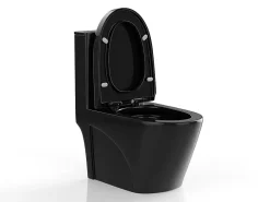 Wc À Poser|Vente-unique WC à poser noir brillant en céramique - Evacuation verticale - NAGILAM