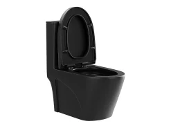 Vente-unique WC à poser noir mat en céramique - Evacuation horizontale - NAGILAM