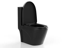 Wc À Poser|Vente-unique WC à poser noir mat en céramique - Evacuation verticale - NAGILAM