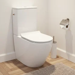 Wc À Poser|Ceramia WC à poser sans bride en céramique avec abattant SoftClose + réservoir de chasse, alimentation latérale, blanc (CEPX030RREXVP)