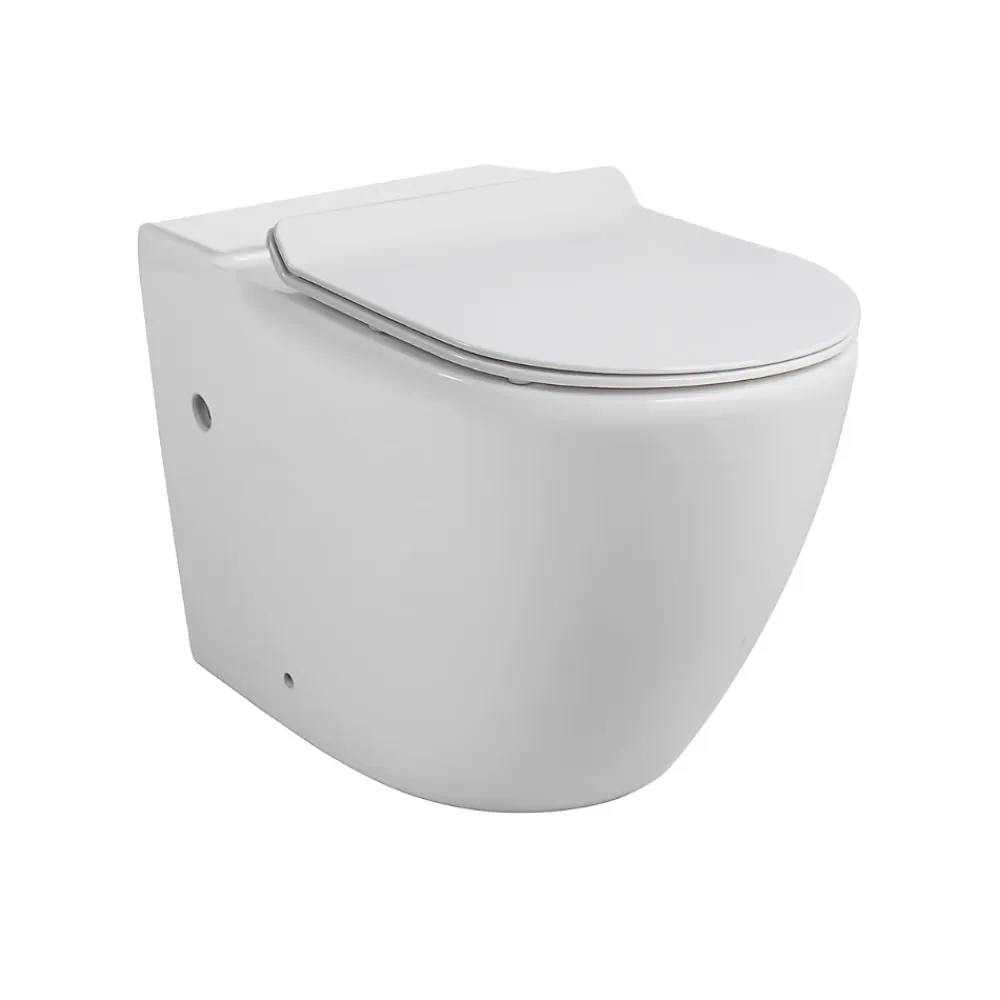Wc À Poser|Ceramia WC à poser sans bride en céramique avec abattant SoftClose + réservoir de chasse, alimentation latérale, blanc (CEPX030RREXVP)