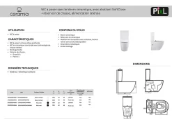 Wc À Poser|Ceramia WC à poser sans bride en céramique avec abattant SoftClose + réservoir de chasse, alimentation latérale, blanc (CEPX030RREXVP)