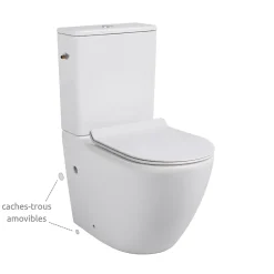 Wc À Poser|Ceramia WC à poser sans bride en céramique avec abattant SoftClose + réservoir de chasse, alimentation latérale, blanc (CEPX030RREXVP)