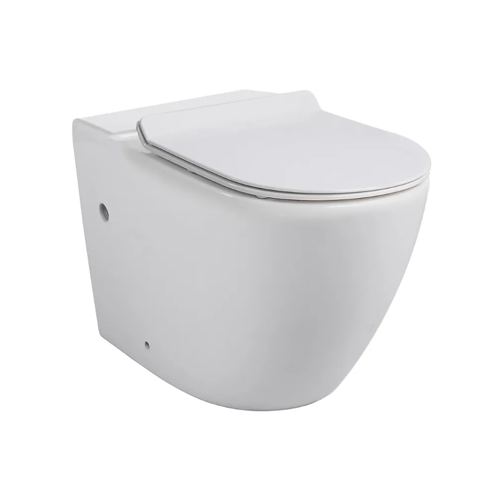 Wc À Poser|Ceramia WC à poser sans bride en céramique + abattant SoftClose + réservoir de chasse, alimentation par le bas, blanc (CEPX030RREXVPBI)