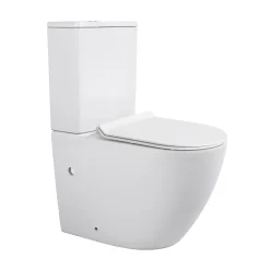 Wc À Poser|Ceramia WC à poser sans bride en céramique + abattant SoftClose + réservoir de chasse, alimentation par le bas, blanc (CEPX030RREXVPBI)