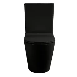 Ceramia WC à poser sans bride en céramique avec abattant SoftClose + réservoir de chasse, alimentation latérale, noir (CEPX030RREXVPBKM)