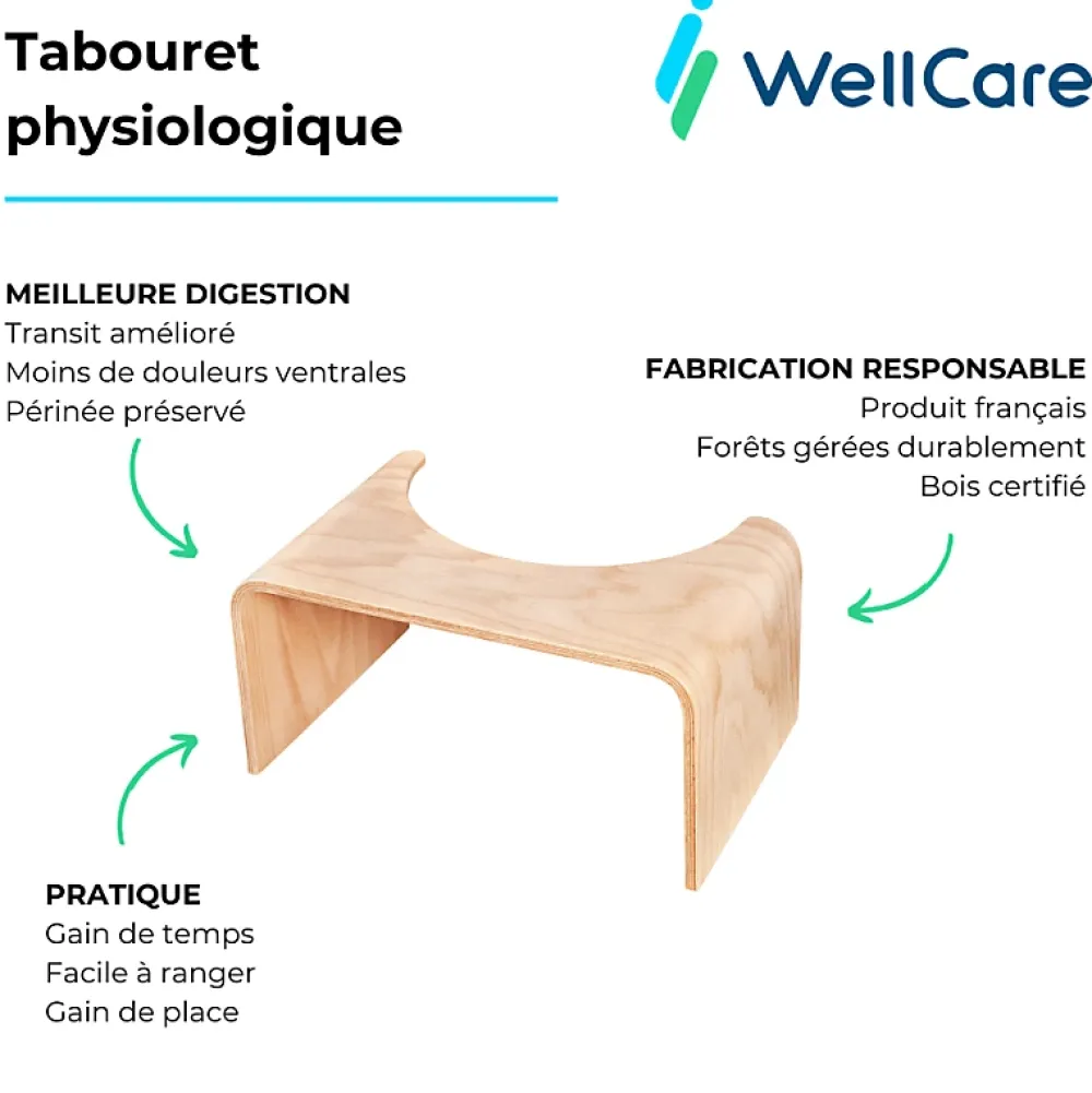 Jacob Delafon WC à poser sans bride sortie horizontale Gaspard avec abattant frein de chute déclipsable + Tabouret bois
