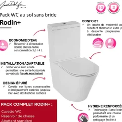 Wc À Poser|Jacob Delafon WC à poser sans bride sortie universelle Rodin+ avec abattant frein de chute + nettoyant
