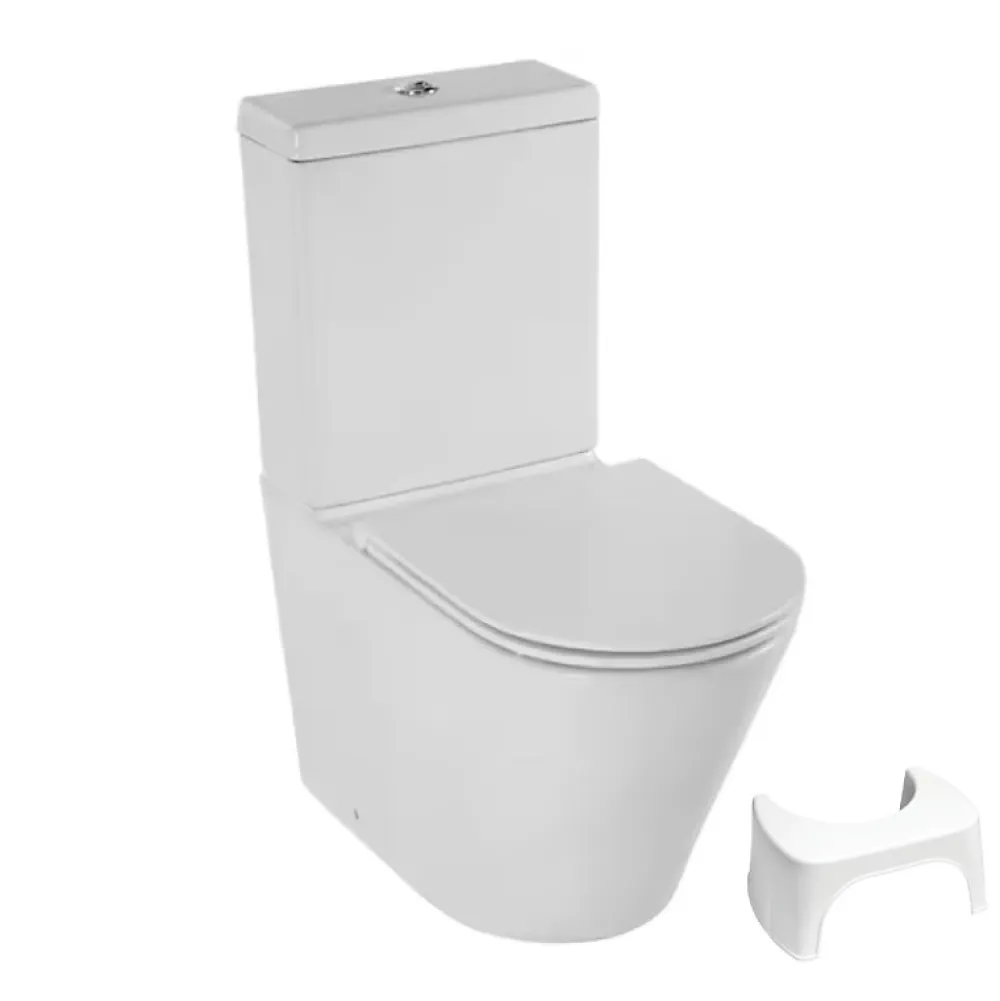 Wc À Poser|Jacob Delafon WC à poser sans bride sortie universelle Rodin+ avec abattant frein de chute + tabouret physiologique blanc